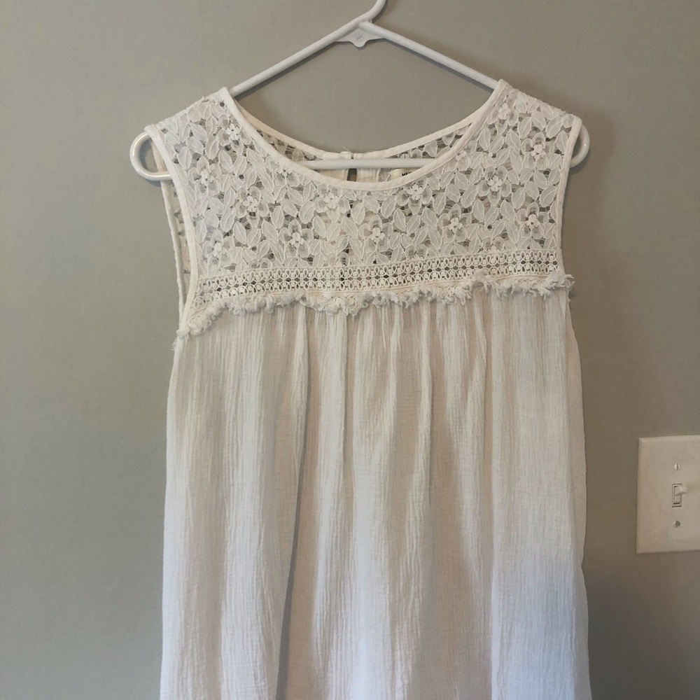 Elegant Lace Trim White Blouse